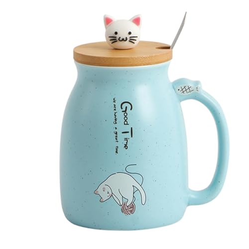 Image of Coffee Mug, Gift for Woman, Birthday Present for Girlfriend, Present for Wife Birthday, Mugs for Present, Holi Gifts, Panda Mug with Lid & Spoon (Sky Good Time)