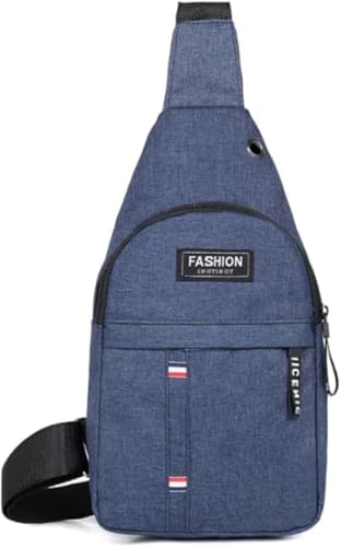 Bolsa Tiracolo Pochete Transversal Ombro Peitoral Cores Azul Preto e Cinza Com Furo Para Fone de Ouvido Unissex