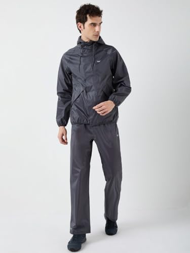 Image of Wildcraft Men Rain Jacket | Hooded Waterproof Design With Adjustable Drawstring & Elasticated Cuffs | 100% Polyester Breathable Fabric For Monsoon Travel & Daily Wear
