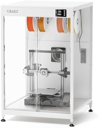 Crafit 3D Printer Cabinet, 3D Printer Enclosure with Ventilation, Thermo-Hygrometer and LED Light, Effectively Noise Reduction, Fits 3D Printers Up to 23''W x 22.4''D x 25.4''H
