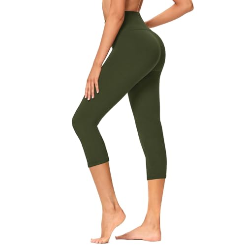 Image of GAYHAY High Waisted Capri Leggings for Women - Soft Slim Yoga Pants for Running Cycling Workout