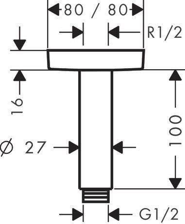 hansgrohe 27467000 10 cm, Chrome Ceiling Connection - Image 2