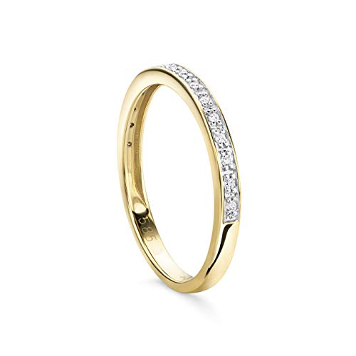 Bague éternité or jaune 14 carats sertie de diamants véritables