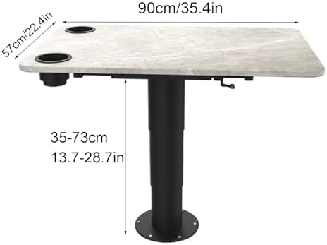 Adjustable RV Dinette Table with Retractable Aluminum Stand, Two Cup Slots, Perfect for Boats & Caravans – Natural Finish, Space-Saving Design