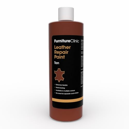Image of Furniture Clinic Leather Repair Paint | 2-in-1 Seal and Color | Use on Scratches, Tears, and Holes in Car Seats, Furniture | Quick and Easy Leather Repair Kit for Furniture (Tan, 500ml / 17oz)