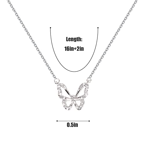 Butterfly Necklace - Rhinestone Pendant Necklaces for Women Butterflies Charm Jewelry for Valentine's Day Women Teen Girl Party Statement Dress Sweater Anniversary2