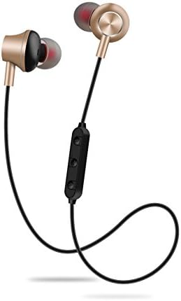 Wiw Bluetooth Headphones Wireless Earbuds Magnetic Stereo Earphones IPX4 Gym Earphones with Built-in Mic Gold