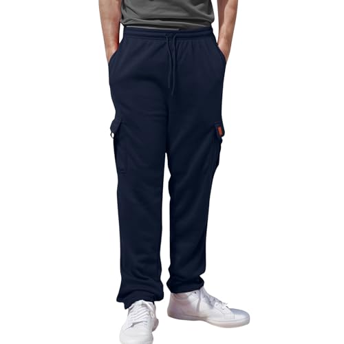 Pantalones térmicos para hombre, multibolsillos, pantalones cargo con forro polar y reforzados, pantalones chinos cálidos y cómodos, pantalones de invierno de un solo color, pantalones largos de