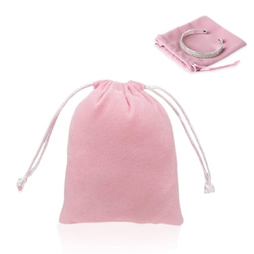 Dreamil Samtbeutel 12 Stück Samt Schmuckbeutel,7x9 cm Mit Kordelzug Samtbeutel,Geschenk Tasche,für Schmuck Ringe Hochzeit Party(Rosa)