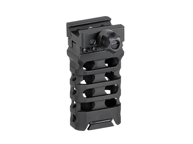 5KU Empuñadura Táctica o Grip Vertical Skeletonized para Airsoft, 80 mm, Compatible con Raíl Picatinny, Aluminio CNC, Negro, 95 g