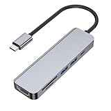 USB-C ハブ 6-in-1「4K HDMI映像出力＋PD 100W 急速充電＋USB3.0高速データ転送+SD&TFカードスロット搭載」HDMI Type C アダプタ 在宅勤務 設定不要 MacBook Pro/Air、iPad Pro、iMac、XPS、Surface Goなど対応