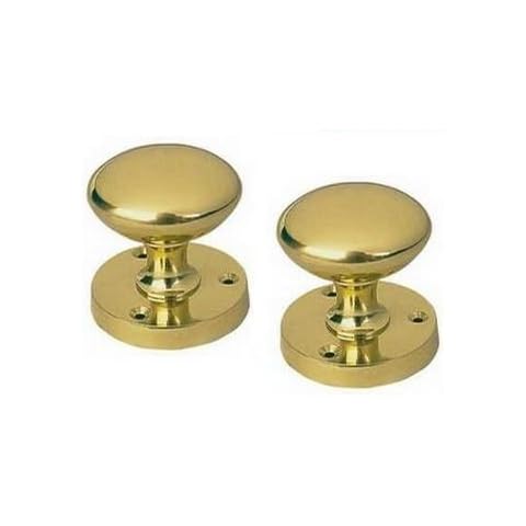 Victorian Brass 57mm Sprung Pair Mortice Knobs - Polished Brass - Golden Grace Cover