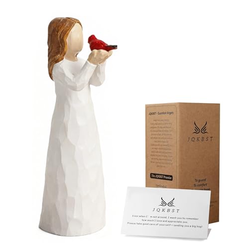 JQKBST Angel Cardinal Figurines Gift for Women Messenger Sympathy Gifts for Loss of Loved One Sculpted Hand-Painted Figure Statue Home Decor