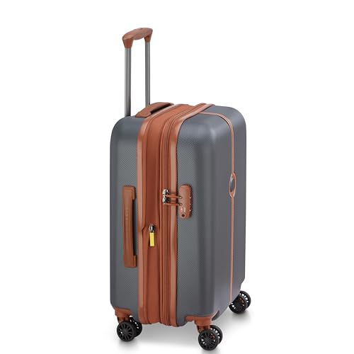 Image of DELSEY PARIS Lucette 55 cms Small Cabin ABS /Polycarbonate Hard Sided 8 Wheels and Expandable Spinner Suitcase /Trolley Bag for Travel with TSA Lock- Anthracite