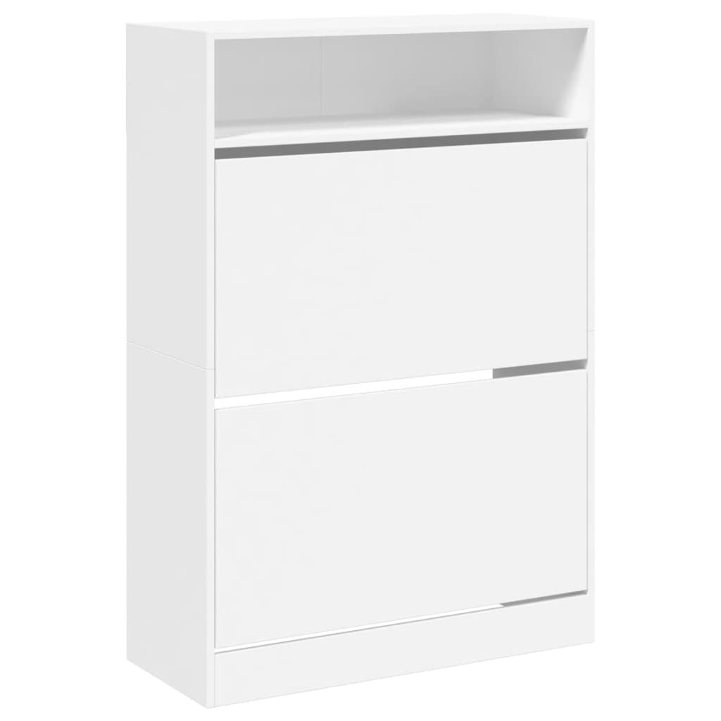 Szafka na buty z 2 wysuwanymi szufladami, biała, 80 x 34 x 116 cm, drewno