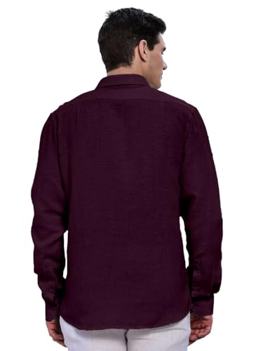 Image of Classic Black Linen Cotton Button-Down Shirt, Full Sleeves, Slim Fit, Casual Wear