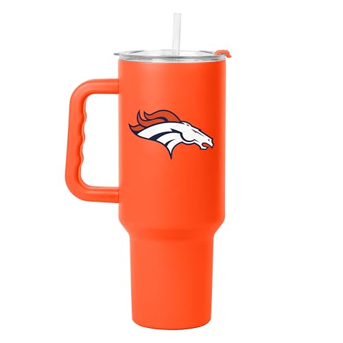 FANMATS NFL Denver Broncos Stainless Steel 40 oz Handle Tumbler 40 Fluid Ounces | Team Color | Straw & Lid Included