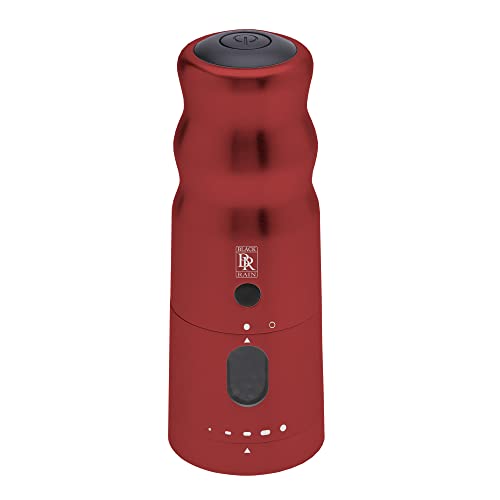 BLACK RAIN Pepper Mill Grinder, Adjustable Coarseness, Rechargeable Pepper Grinder with LED Light, Heavy Duty Professional Grade Electric Peppercorn Grinder (Red)