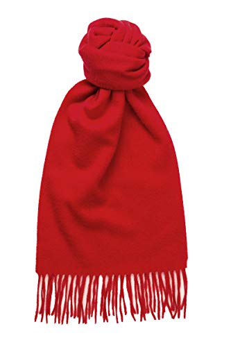 Glen Isla 100% Cashmere Scarf Plain Red Scarlet - Made
