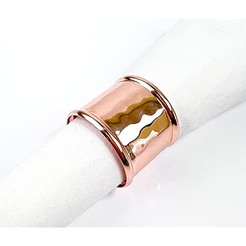 Fennco Styles Metallic Hammered Metal Napkin Rings, Set of 4 - Copper Cover