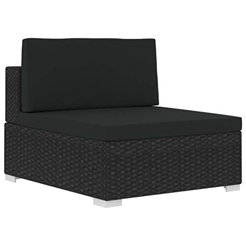 vidaXL Garten Sofagarnitur 3-TLG. mit Auflagen 3er Sofa Couch Lounge Gartensofa Gartenmöbel Rattansofa Sitzgruppe Poly Rattan Schwarz – Bild 7