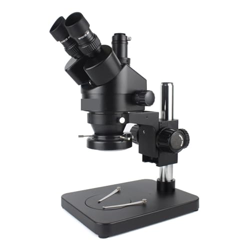 Microscopio, Simul-Focale 7X-45X Zoom Continuo Stereo Trinoculare Microscopio CTV Adattatore Lente Barlow For Phone Lab PCB Riparazione Saldatura per studenti, laboratorio scolastico(Small bracket)