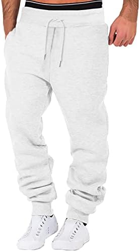 for Workout Jogging Running Men's Sweatpants Lined with Pockets Open Bottom Cargo Pants Elastic Waist Drawstring Baggy Joggers Mens Sweatpants Elastic Waist Drawstring Jogger ZXUS3609SALE1346 White
