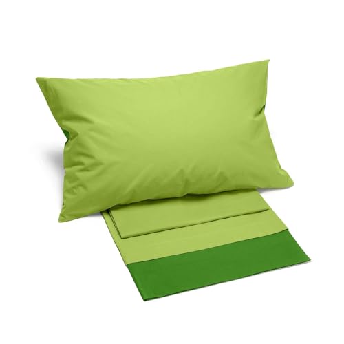 Caleffi 63509 Cotone Bikolor Copriletto Lenzuola per Matrimoniale Letto, Verde