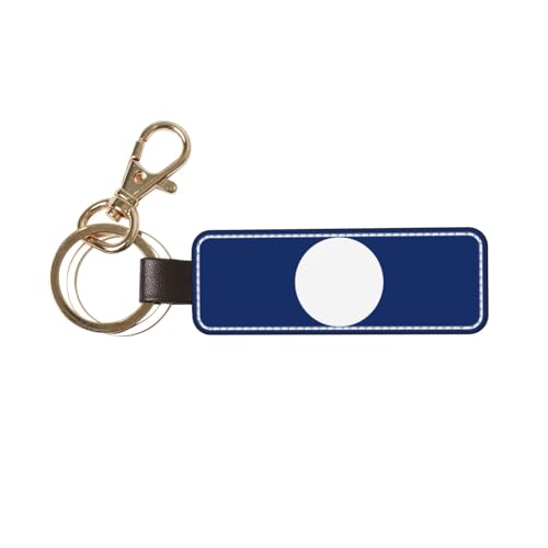 Ninainaid Porte-clés en cuir véritable avec drapeau du Laos, porte-clés de voiture en cuir véritable, support universel pour homme et femme.
