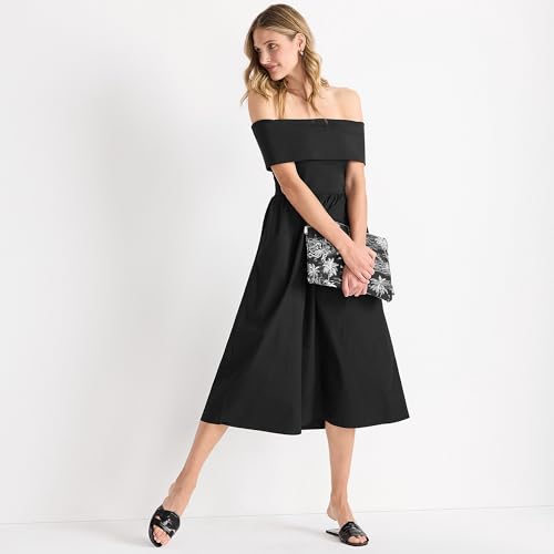 Lands' End Women's Off The Shoulder Slender Mixed Media Dress4