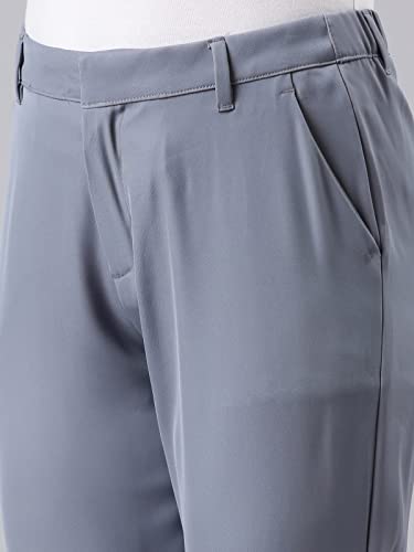 Image of GO COLORS Solid Formal Crepe Pants for Women | Mid Rise, Side Pocket