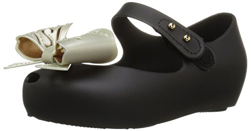 mini melissa Baby-Girl's Mini Ultragirl IX Mary Jane Flat, Black Off White, 5 Medium US Toddler