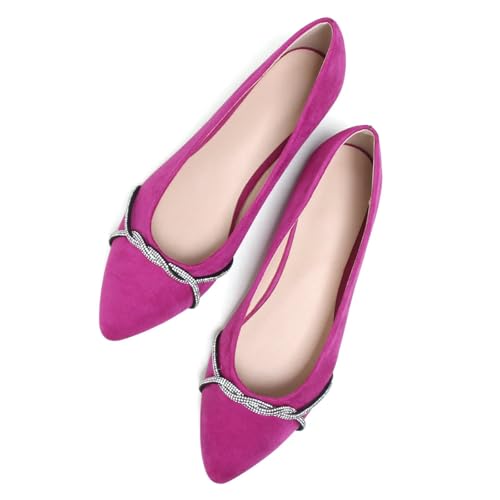 Image of TN TANGNEST Womens Casual Flats Chain Ballet Flats | Fashion Pointed Toe Rhinestone Flats, Comfort Slip On Dress Shoes for Business Work Office Wedding Party