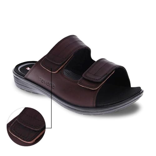 Revere Durban Men's Leather Sandals - Adjustable Two-Strap Design with Removable Comfort Footbed with Arch Support that allows Custom Orthotics2
