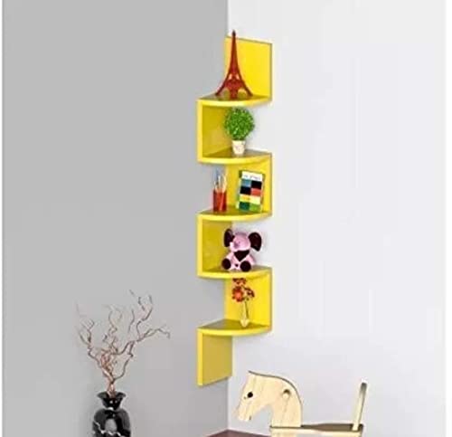 Image of Wooden handicrafts Dazzling Wall Rack Shelves Set MDF -Medium Density Fiber Home Decoration Wall Decor (Yellow, Zig Zag)