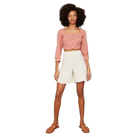 Trendyol Beige High Waist City Short Shorts Cover
