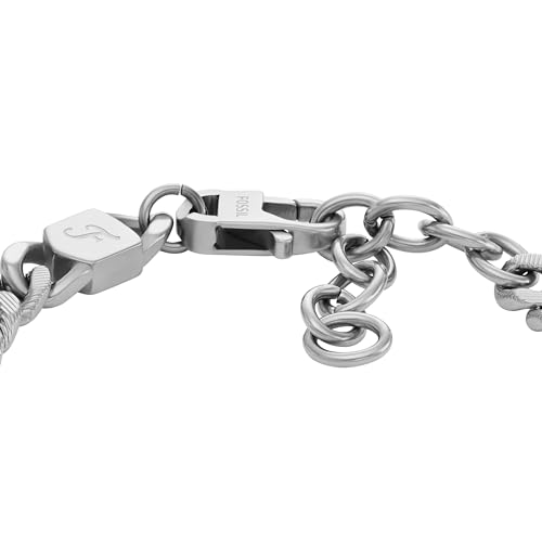 Image of Fossil Men's Plated Stainless Steel Engravable Personalized Gift ID, Chain or Cuff Bracelet for Men