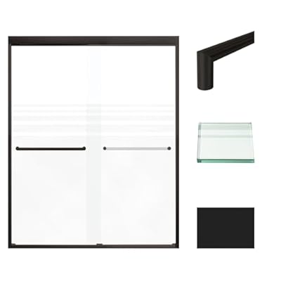 Transolid FBPT607608F-T-MB Frederick 57.75-59 in. W x 76 in. H Semi-Frameless Bypass Shower Door in Matte Black with Frosted Glass