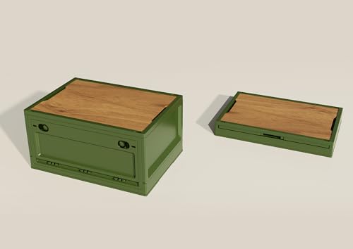 RMAN Aufbewahrungsbox mit Deckel 38L Campingbox Campingschrank Faltbar Transportbox Storage Box für Auto Kofferraum Organize mit 4 Rollen für Reisen im Freien, Camping, Familie, Camping Zubehör, Grün