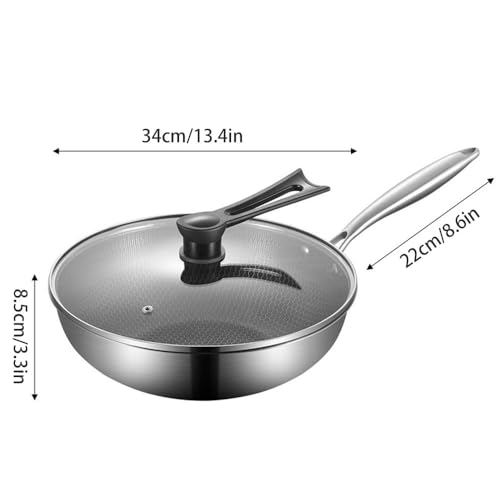 Wok con tapa, acero inoxidable antiadherente 13.4 pulgadas miniatura 6