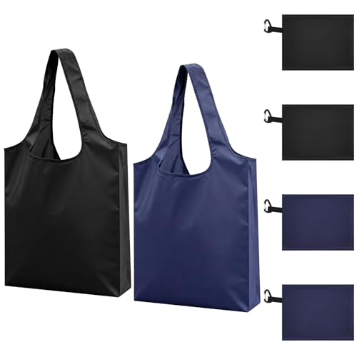 Foldable Shopping Bags, 4-Pack, Large Capacity, Waterproof
