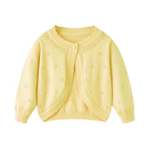 Kids Girls Dressy Casual Cardigan Hollow Out Button Closure Sweater Crew Neck Long Sleeve Fall Trave Outwear Size 3-8