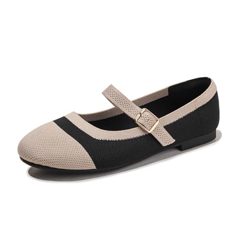 UFEDO Women's Ballet Flats Fishnet Ballerina Flats Wide Width Mary Jane