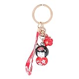 [ERINGOGO] 和風人形桜鈴付きキーホルダー 可愛いチャームバッグペンダント アクセサリー 女子向け贈り物に