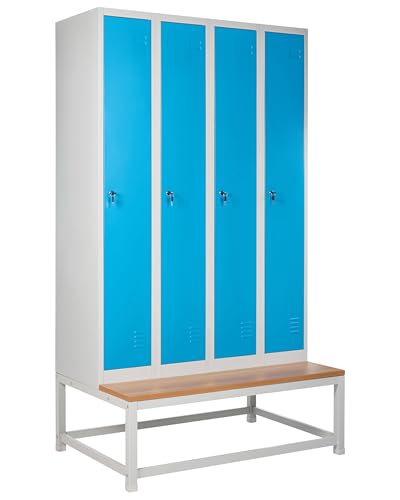 Beliani Viererspind Umkleideschrank 4-türig mit Sitzbank Metall...