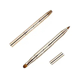 Retractable Eyebrow Eyelash Lip Brush Makeup Brush Double-Sided Soft With Cap Concealer Eyeliner For Travel Cosmetic Brushes, gold color