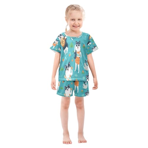 Guitar Dog Kids Pjs Set Boys Girls Summer Short-Sleeve Sleepwear Pajamas 2PCS3