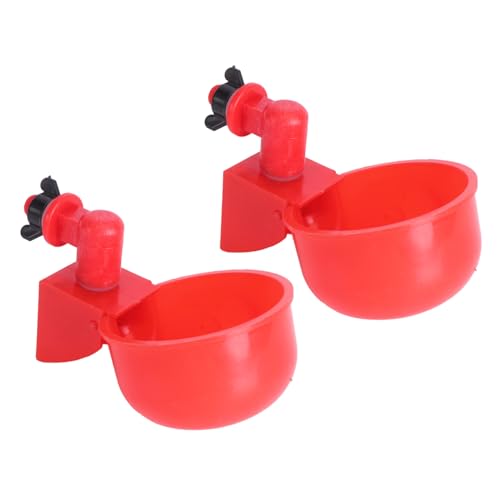 PAMINGONO 2個 チキンドリンキングボウル water dispenser 犬用ウォーターディスペンサー 家禽用給水器キット ピジョンボトル ウズラ 自動水飲み器 家禽用じょうろ Abs 赤