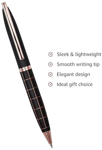 Image of amazon basics Elegant Ballpoint Pen with Classy Stainless Steel Body (Blue Ink)