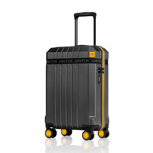 Image of SNITCH VITTO Cabin Size Black Polycarbonate Hard Travel Suitcase - Trolley Bag Small & Luggage with 8 Wheels, Premium Lock, Wet Pouch & Free Shoe Bag